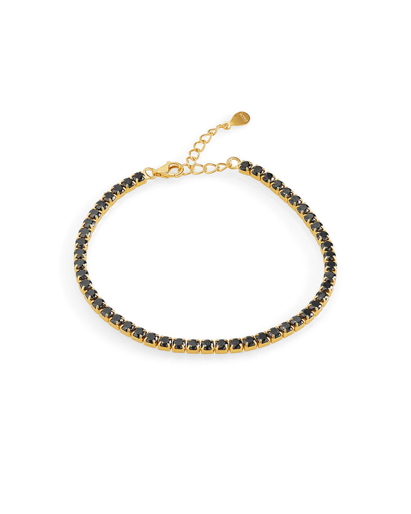 Black Stone Gold plated Silver Bracelet